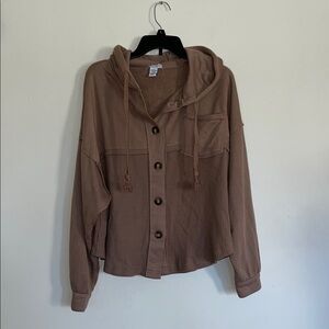 Better Together Women's Brown Hooded Jacket